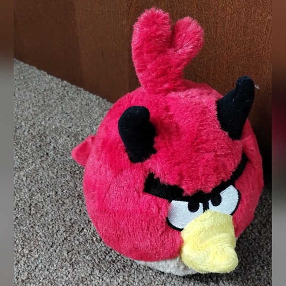 Angry Birds Seasons Halloween Red Devil Horns Plush Bird Animal 5in - Picture 3 of 9